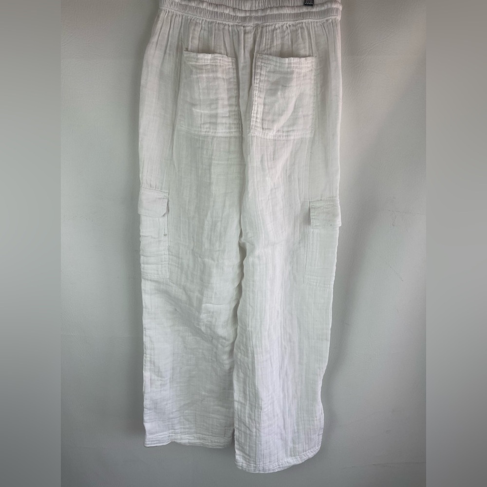 Aeropostale White Gauze Wide Leg Cargo Pants Coastal Beach Lightweight Small - Picture 3 of 14